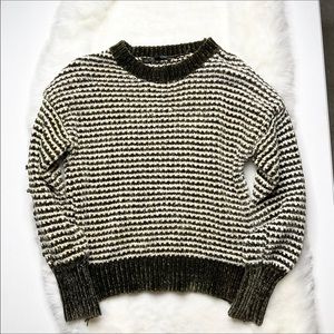 Cyrus Green and Cream Chenille Knit Sweater